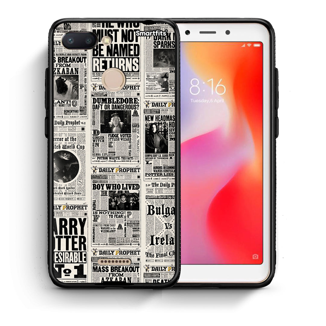 Θήκη Xiaomi Redmi 6 Harry Paper από τη Smartfits με σχέδιο στο πίσω μέρος και μαύρο περίβλημα | Xiaomi Redmi 6 Harry Paper case with colorful back and black bezels