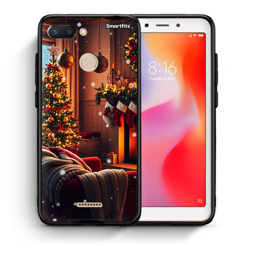 Θήκη Xiaomi Redmi 6 Home For Christmas από τη Smartfits με σχέδιο στο πίσω μέρος και μαύρο περίβλημα | Xiaomi Redmi 6 Home For Christmas case with colorful back and black bezels