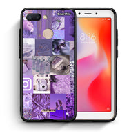 Thumbnail for Θήκη Xiaomi Redmi 6 Purple Aesthetic Collage από τη Smartfits με σχέδιο στο πίσω μέρος και μαύρο περίβλημα | Xiaomi Redmi 6 Purple Aesthetic Collage case with colorful back and black bezels