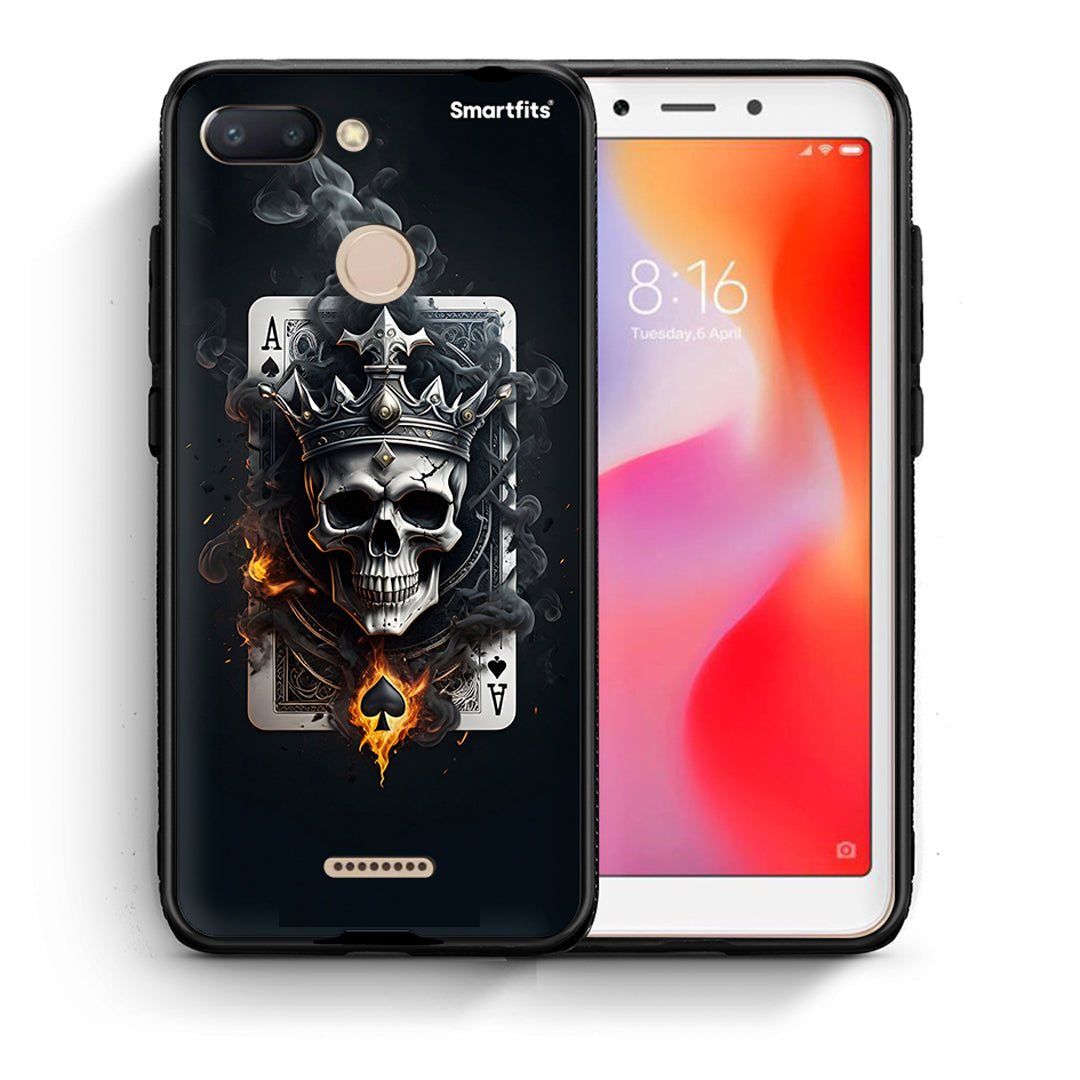 Θήκη Xiaomi Redmi 6 Skull King Ace από τη Smartfits με σχέδιο στο πίσω μέρος και μαύρο περίβλημα | Xiaomi Redmi 6 Skull King Ace case with colorful back and black bezels