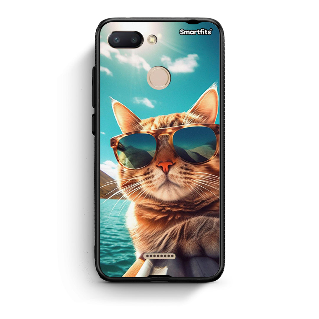 Xiaomi Redmi 6 Summer Cat θήκη από τη Smartfits με σχέδιο στο πίσω μέρος και μαύρο περίβλημα | Smartphone case with colorful back and black bezels by Smartfits