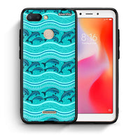 Thumbnail for Θήκη Xiaomi Redmi 6 Swimming Dolphins από τη Smartfits με σχέδιο στο πίσω μέρος και μαύρο περίβλημα | Xiaomi Redmi 6 Swimming Dolphins case with colorful back and black bezels