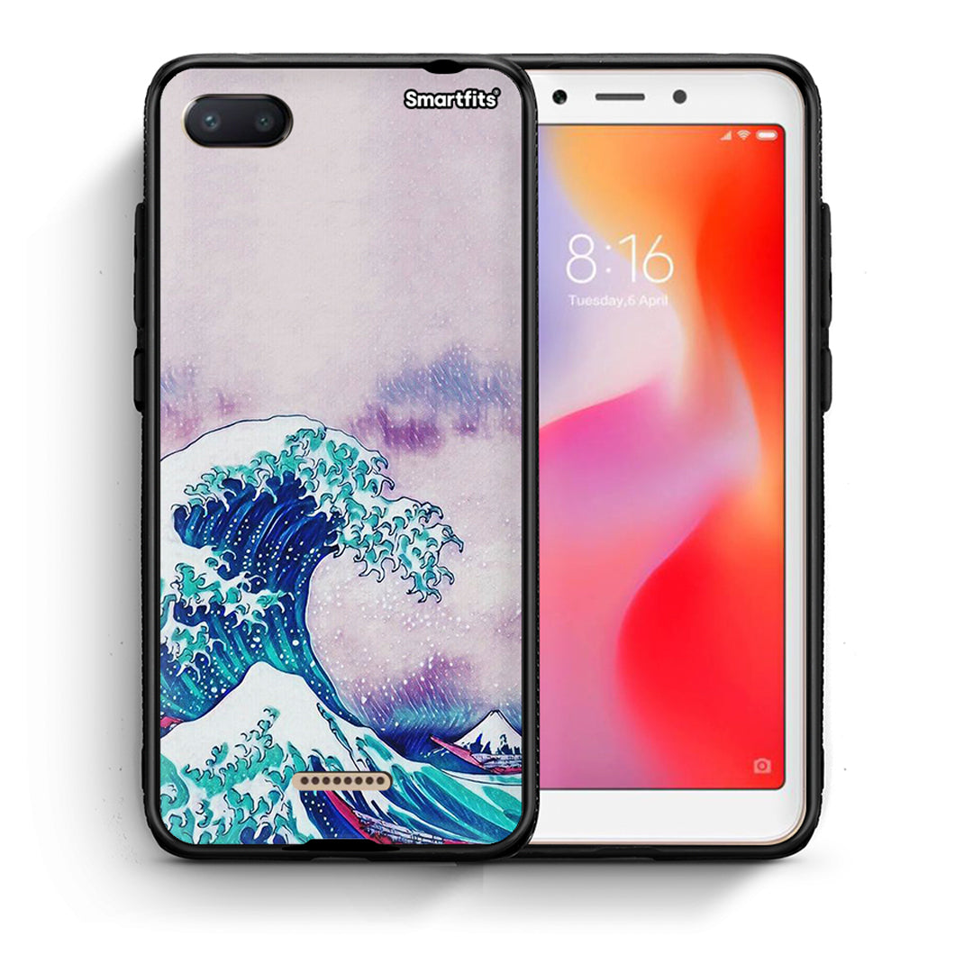 Θήκη Xiaomi Redmi 6A Blue Waves από τη Smartfits με σχέδιο στο πίσω μέρος και μαύρο περίβλημα | Xiaomi Redmi 6A Blue Waves case with colorful back and black bezels