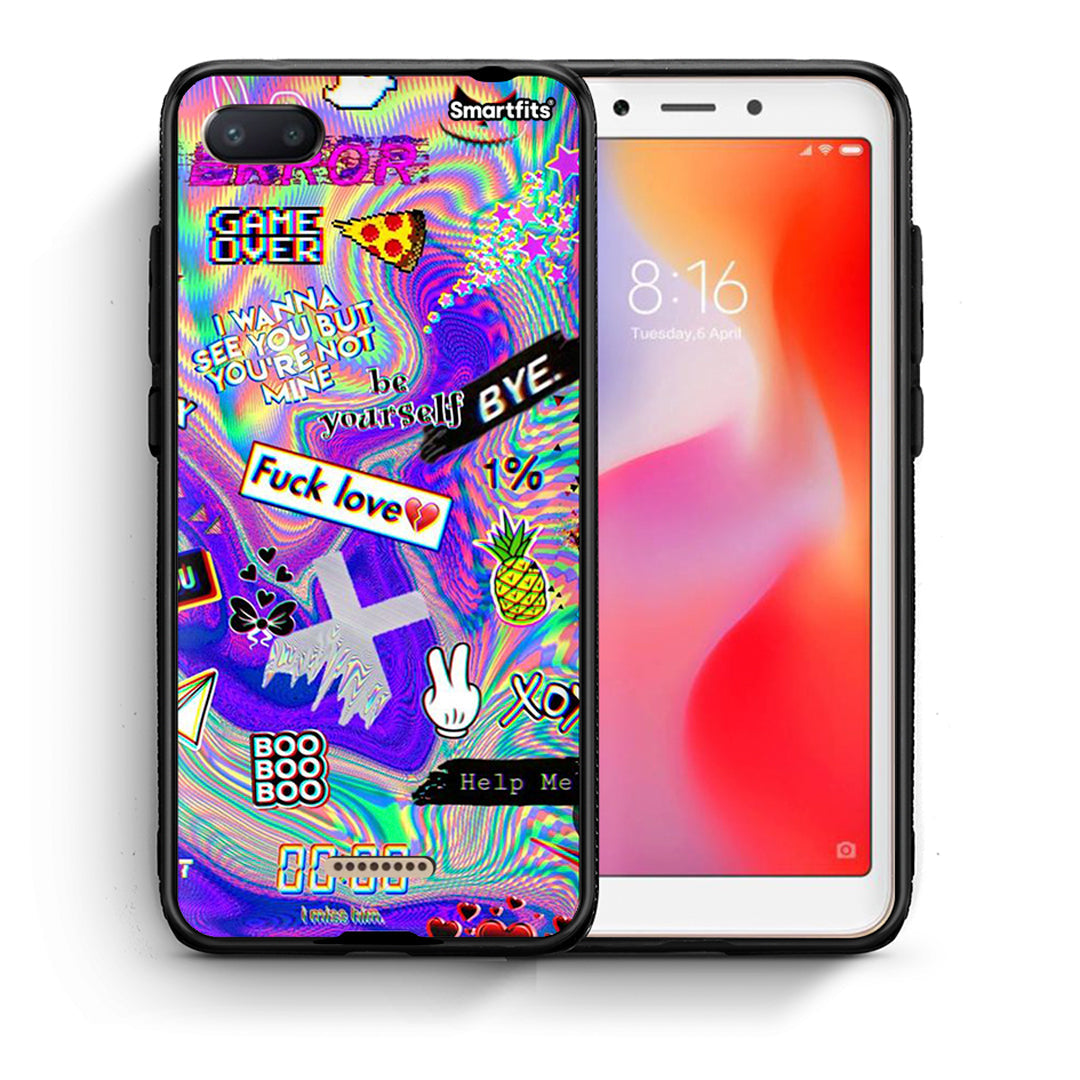 Θήκη Xiaomi Redmi 6A Game Over από τη Smartfits με σχέδιο στο πίσω μέρος και μαύρο περίβλημα | Xiaomi Redmi 6A Game Over case with colorful back and black bezels