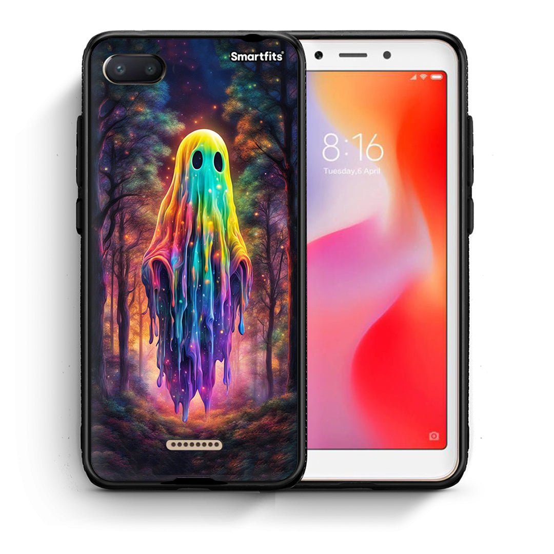 Θήκη Xiaomi Redmi 6A Halloween Ghost από τη Smartfits με σχέδιο στο πίσω μέρος και μαύρο περίβλημα | Xiaomi Redmi 6A Halloween Ghost case with colorful back and black bezels