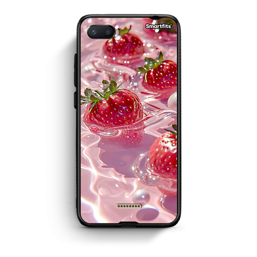 Xiaomi Redmi 6A Juicy Strawberries θήκη από τη Smartfits με σχέδιο στο πίσω μέρος και μαύρο περίβλημα | Smartphone case with colorful back and black bezels by Smartfits