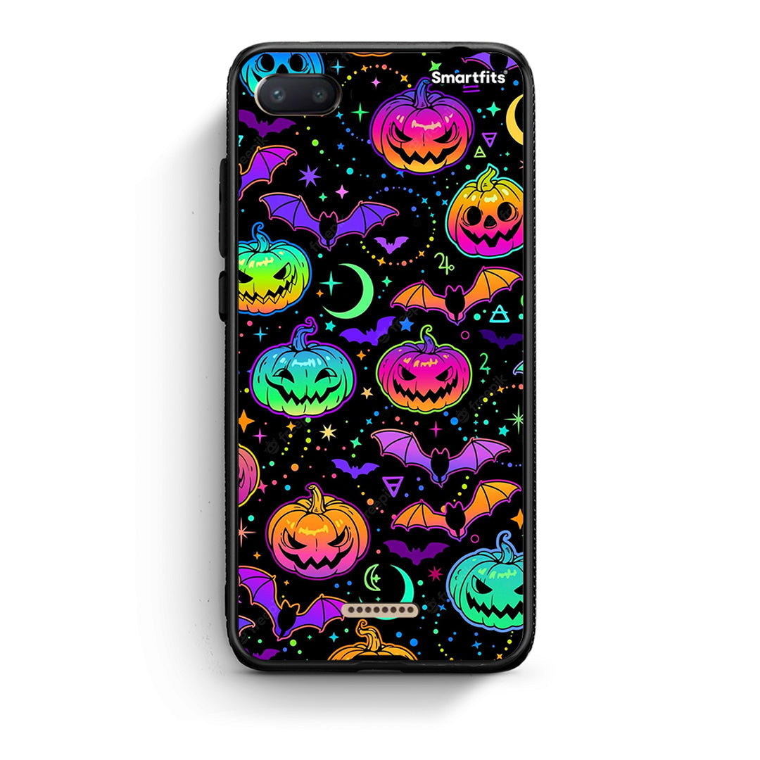 Xiaomi Redmi 6A Neon Halloween θήκη από τη Smartfits με σχέδιο στο πίσω μέρος και μαύρο περίβλημα | Smartphone case with colorful back and black bezels by Smartfits