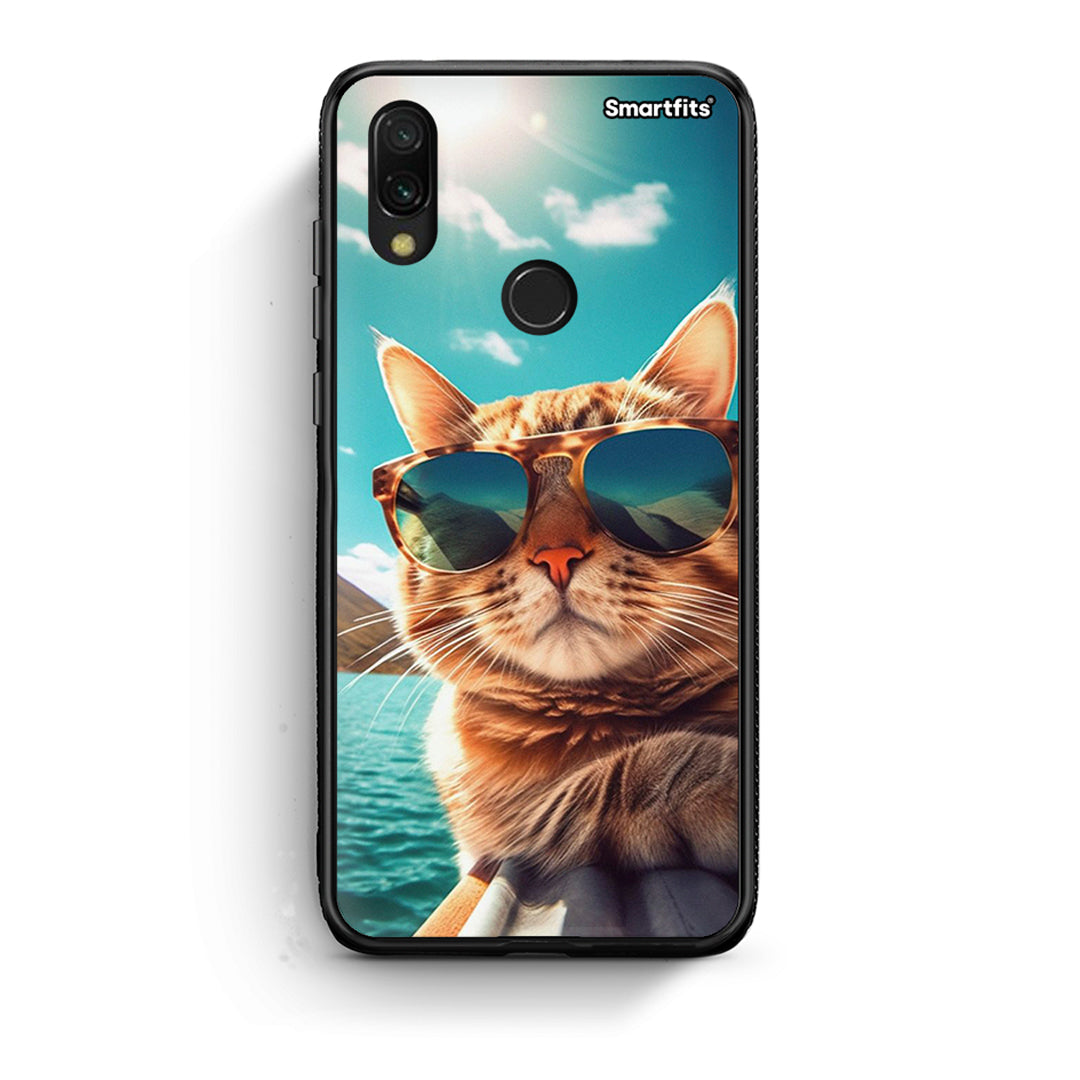 Xiaomi Redmi 7 Summer Cat θήκη από τη Smartfits με σχέδιο στο πίσω μέρος και μαύρο περίβλημα | Smartphone case with colorful back and black bezels by Smartfits