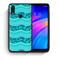 Thumbnail for Θήκη Xiaomi Redmi 7 Swimming Dolphins από τη Smartfits με σχέδιο στο πίσω μέρος και μαύρο περίβλημα | Xiaomi Redmi 7 Swimming Dolphins case with colorful back and black bezels