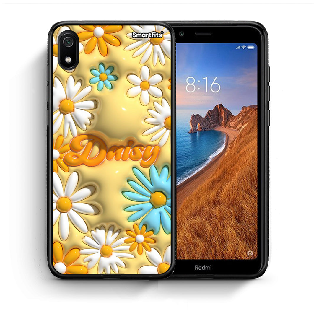 Θήκη Xiaomi Redmi 7A Bubble Daisies από τη Smartfits με σχέδιο στο πίσω μέρος και μαύρο περίβλημα | Xiaomi Redmi 7A Bubble Daisies case with colorful back and black bezels