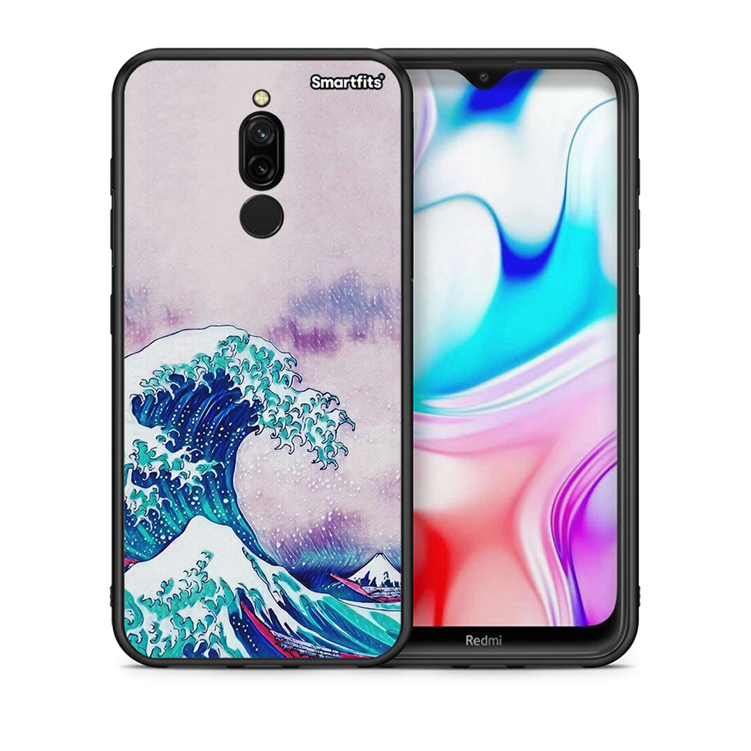 Θήκη Xiaomi Redmi 8 Blue Waves από τη Smartfits με σχέδιο στο πίσω μέρος και μαύρο περίβλημα | Xiaomi Redmi 8 Blue Waves case with colorful back and black bezels