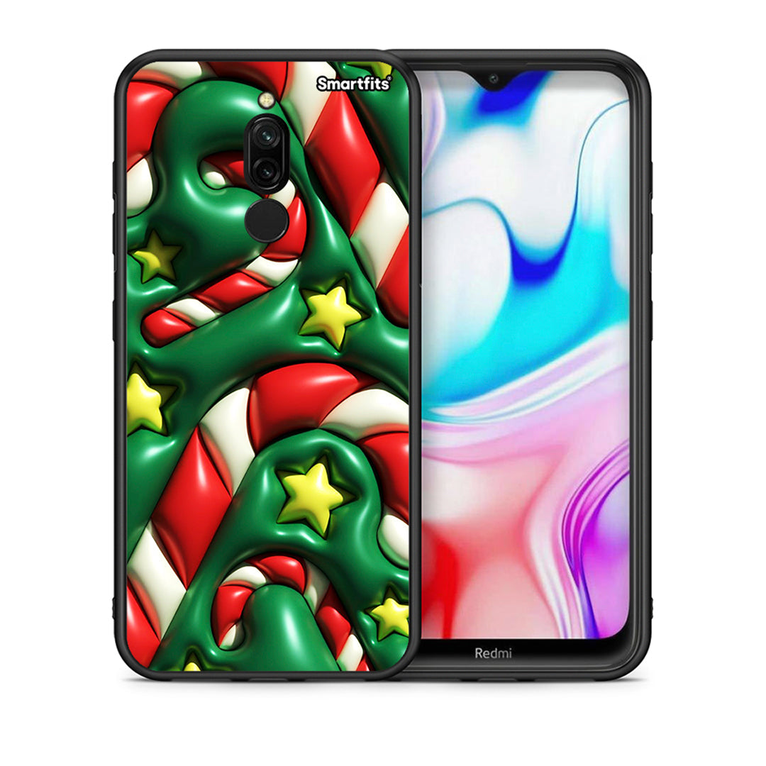 Θήκη Xiaomi Redmi 8 Christmas Bubbles από τη Smartfits με σχέδιο στο πίσω μέρος και μαύρο περίβλημα | Xiaomi Redmi 8 Christmas Bubbles case with colorful back and black bezels