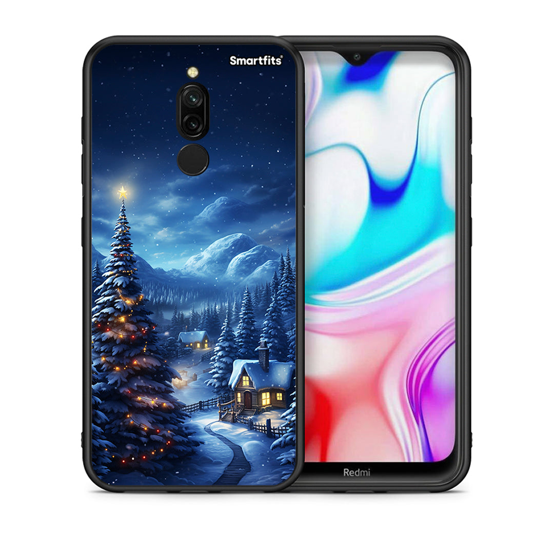 Θήκη Xiaomi Redmi 8 Christmas Scenery από τη Smartfits με σχέδιο στο πίσω μέρος και μαύρο περίβλημα | Xiaomi Redmi 8 Christmas Scenery case with colorful back and black bezels