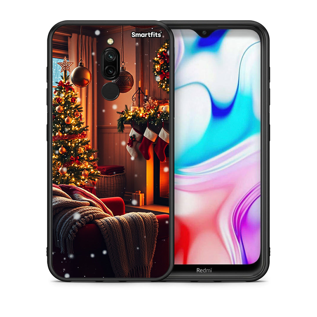 Θήκη Xiaomi Redmi 8 Home For Christmas από τη Smartfits με σχέδιο στο πίσω μέρος και μαύρο περίβλημα | Xiaomi Redmi 8 Home For Christmas case with colorful back and black bezels