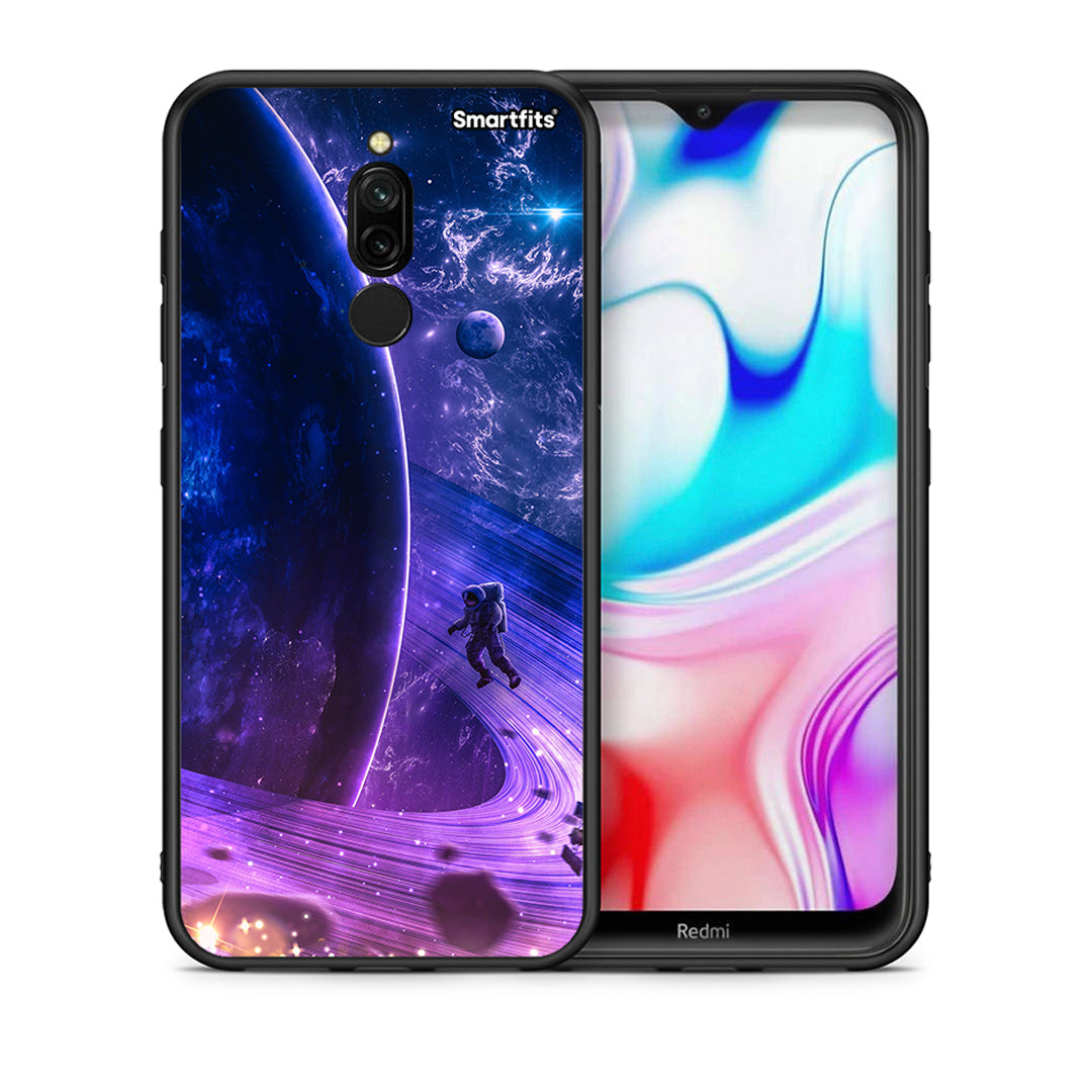 Θήκη Xiaomi Redmi 8 Lost Astronaut από τη Smartfits με σχέδιο στο πίσω μέρος και μαύρο περίβλημα | Xiaomi Redmi 8 Lost Astronaut case with colorful back and black bezels