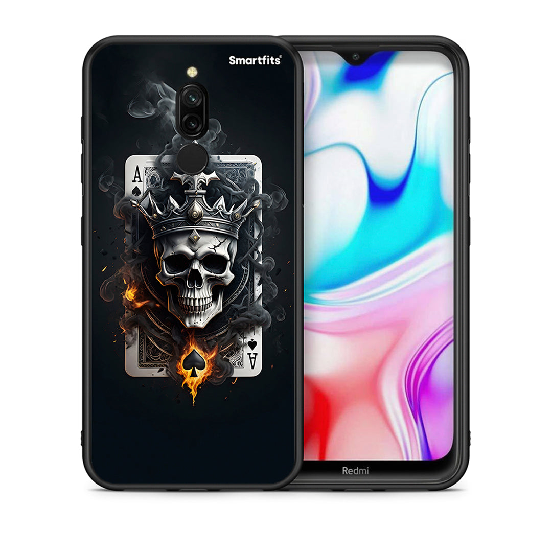 Θήκη Xiaomi Redmi 8 Skull King Ace από τη Smartfits με σχέδιο στο πίσω μέρος και μαύρο περίβλημα | Xiaomi Redmi 8 Skull King Ace case with colorful back and black bezels