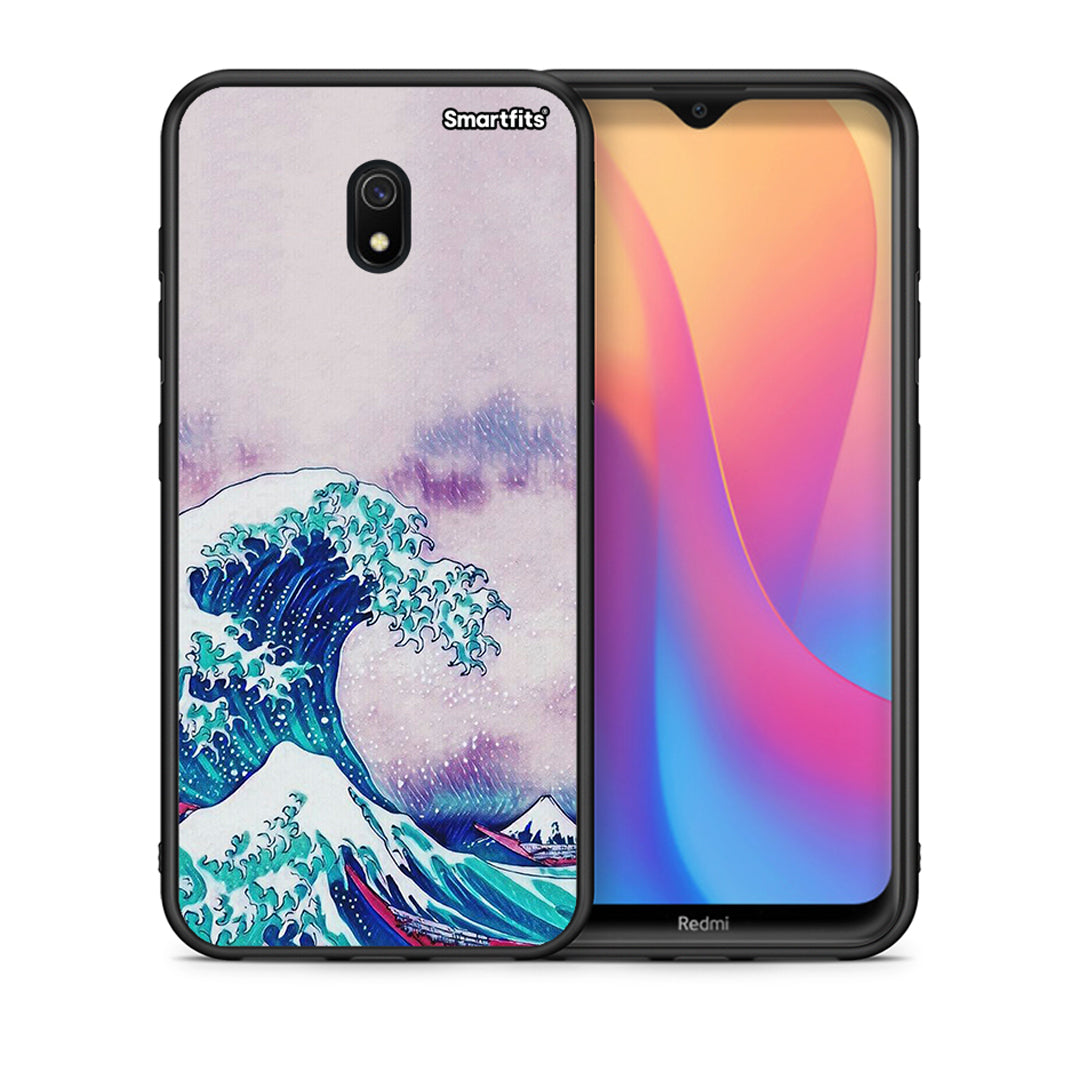 Θήκη Xiaomi Redmi 8A Blue Waves από τη Smartfits με σχέδιο στο πίσω μέρος και μαύρο περίβλημα | Xiaomi Redmi 8A Blue Waves case with colorful back and black bezels