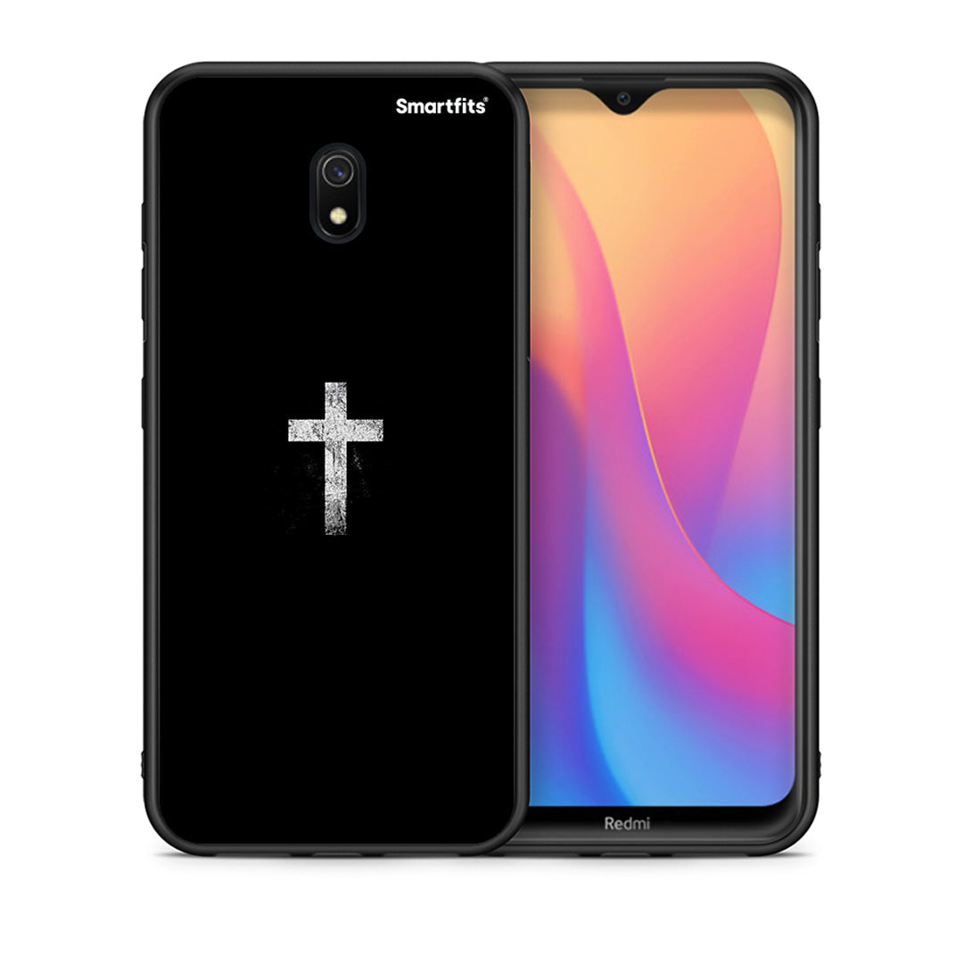 Θήκη Xiaomi Redmi 8A White Cross από τη Smartfits με σχέδιο στο πίσω μέρος και μαύρο περίβλημα | Xiaomi Redmi 8A White Cross case with colorful back and black bezels