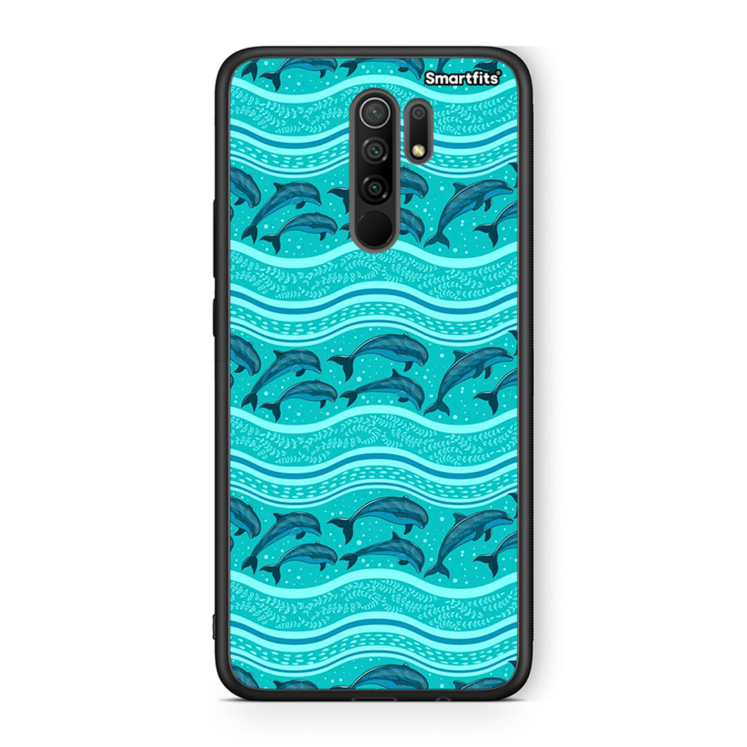 Xiaomi Redmi 9/9 Prime Swimming Dolphins θήκη από τη Smartfits με σχέδιο στο πίσω μέρος και μαύρο περίβλημα | Smartphone case with colorful back and black bezels by Smartfits