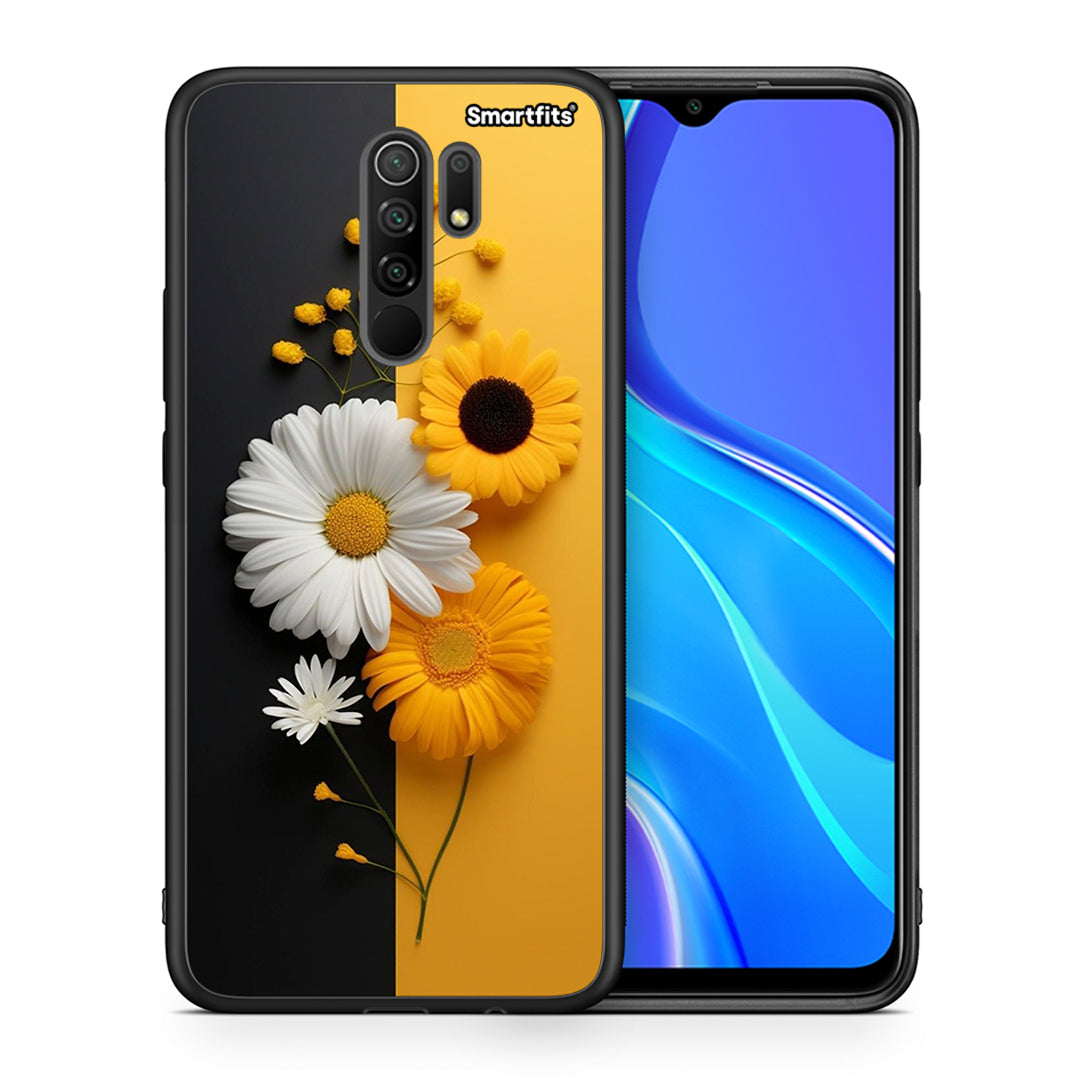 Θήκη Xiaomi Redmi 9/9 Prime Yellow Daisies από τη Smartfits με σχέδιο στο πίσω μέρος και μαύρο περίβλημα | Xiaomi Redmi 9/9 Prime Yellow Daisies case with colorful back and black bezels