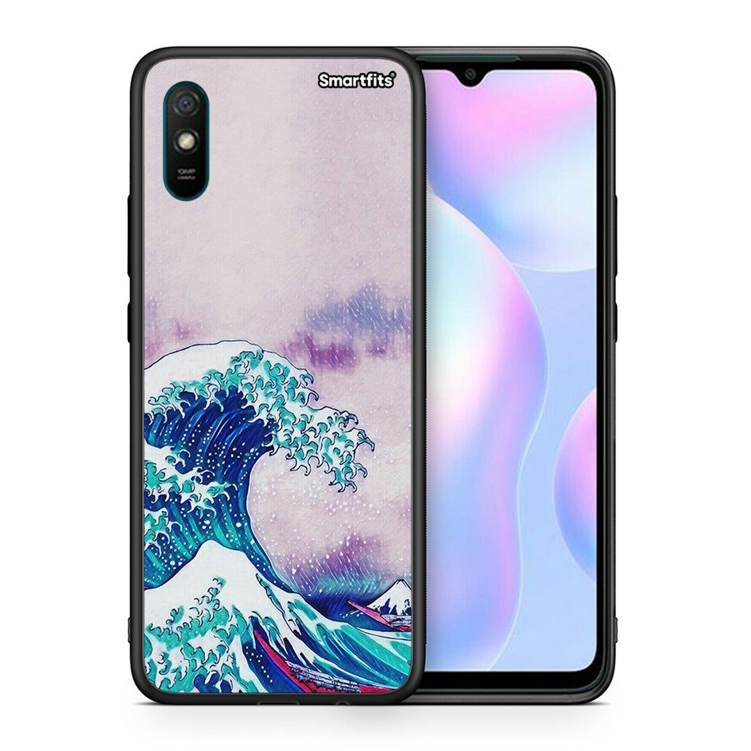 Θήκη Xiaomi Redmi 9A Blue Waves από τη Smartfits με σχέδιο στο πίσω μέρος και μαύρο περίβλημα | Xiaomi Redmi 9A Blue Waves case with colorful back and black bezels