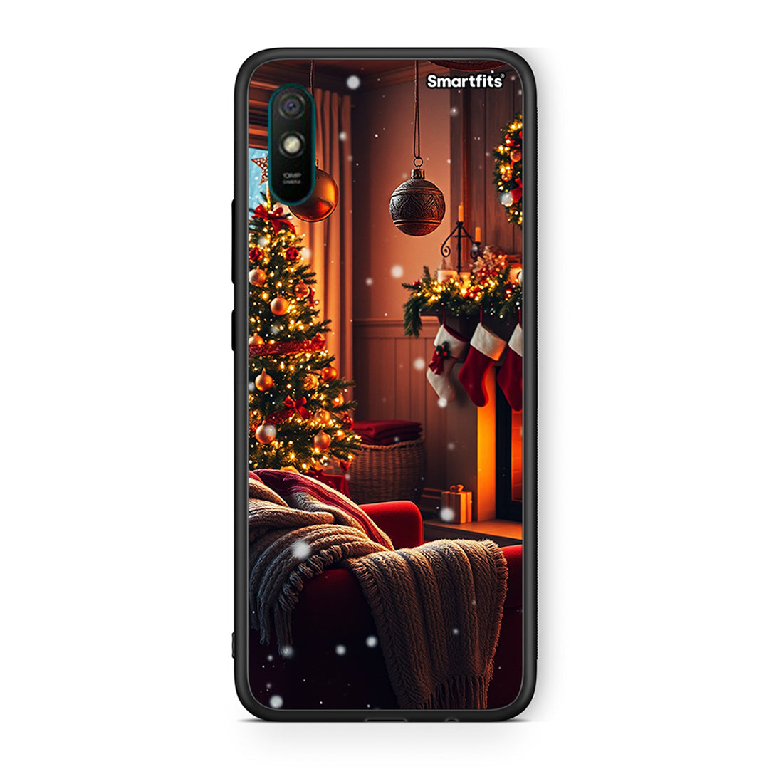 Xiaomi Redmi 9A Home For Christmas θήκη από τη Smartfits με σχέδιο στο πίσω μέρος και μαύρο περίβλημα | Smartphone case with colorful back and black bezels by Smartfits