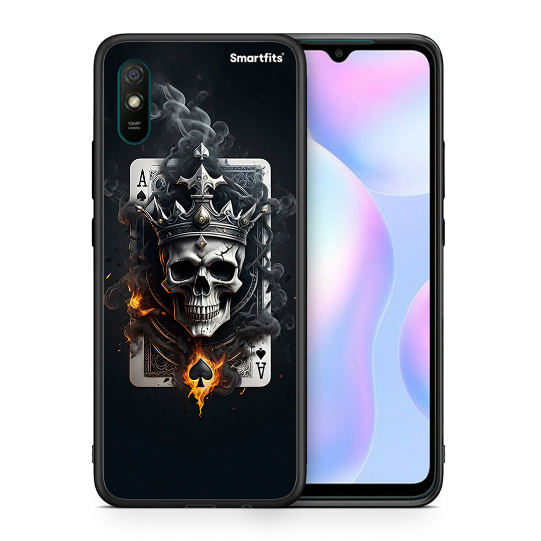 Θήκη Xiaomi Redmi 9A Skull King Ace από τη Smartfits με σχέδιο στο πίσω μέρος και μαύρο περίβλημα | Xiaomi Redmi 9A Skull King Ace case with colorful back and black bezels