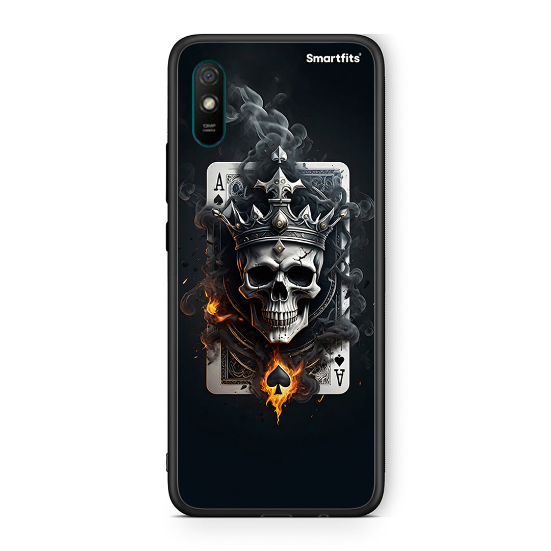 Xiaomi Redmi 9A Skull King Ace θήκη από τη Smartfits με σχέδιο στο πίσω μέρος και μαύρο περίβλημα | Smartphone case with colorful back and black bezels by Smartfits