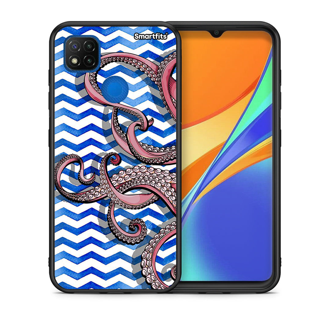 Θήκη Xiaomi Redmi 9C Chevron Devilfish από τη Smartfits με σχέδιο στο πίσω μέρος και μαύρο περίβλημα | Xiaomi Redmi 9C Chevron Devilfish case with colorful back and black bezels