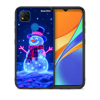 Thumbnail for Θήκη Xiaomi Redmi 9C Christmas Neon Snowman από τη Smartfits με σχέδιο στο πίσω μέρος και μαύρο περίβλημα | Xiaomi Redmi 9C Christmas Neon Snowman case with colorful back and black bezels