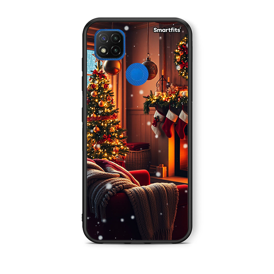 Θήκη Xiaomi Redmi 9C Home For Christmas από τη Smartfits με σχέδιο στο πίσω μέρος και μαύρο περίβλημα | Xiaomi Redmi 9C Home For Christmas case with colorful back and black bezels