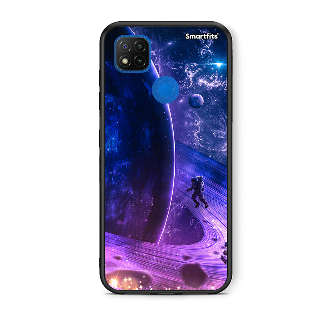 Θήκη Xiaomi Redmi 9C Lost Astronaut από τη Smartfits με σχέδιο στο πίσω μέρος και μαύρο περίβλημα | Xiaomi Redmi 9C Lost Astronaut case with colorful back and black bezels