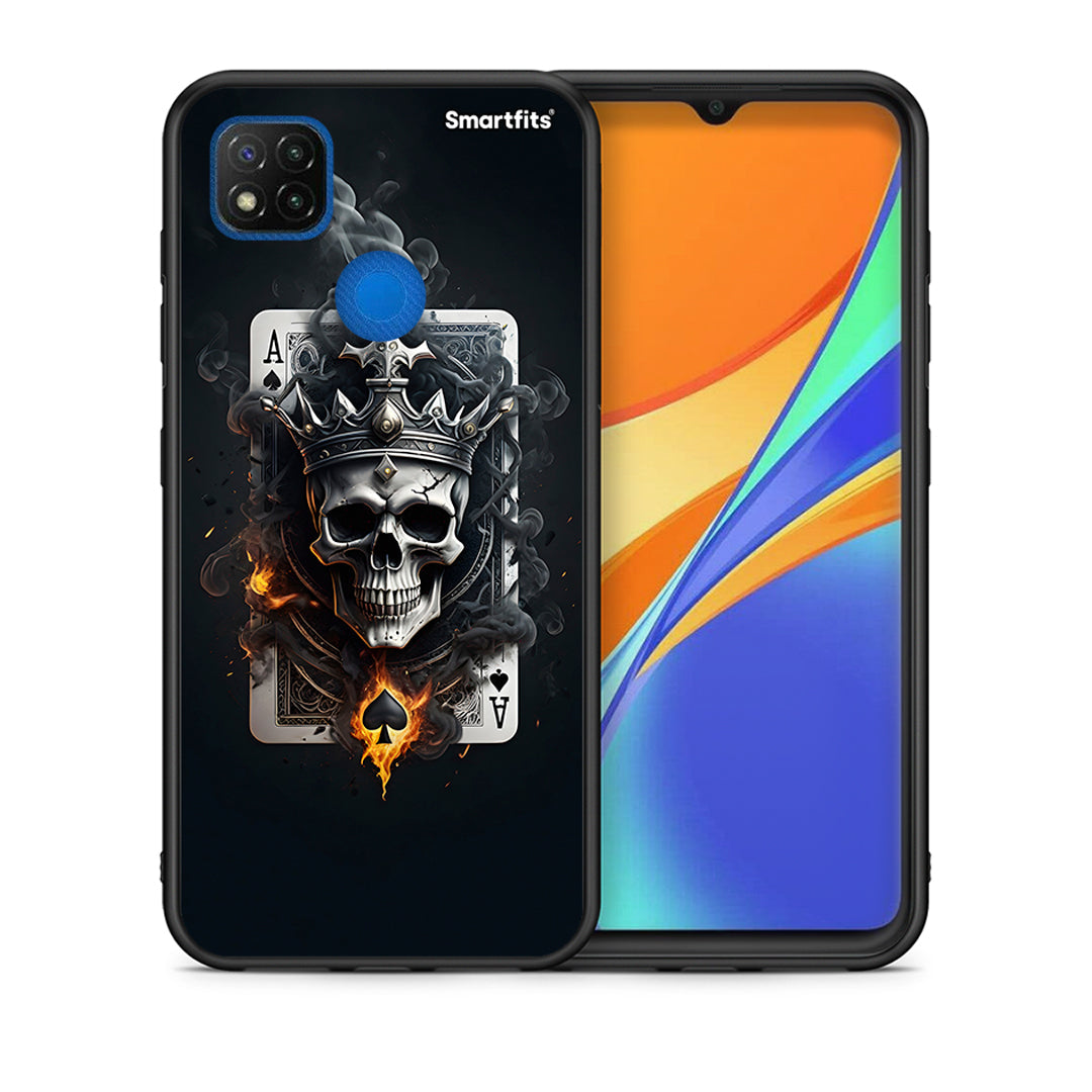 Θήκη Xiaomi Redmi 9C Skull King Ace από τη Smartfits με σχέδιο στο πίσω μέρος και μαύρο περίβλημα | Xiaomi Redmi 9C Skull King Ace case with colorful back and black bezels