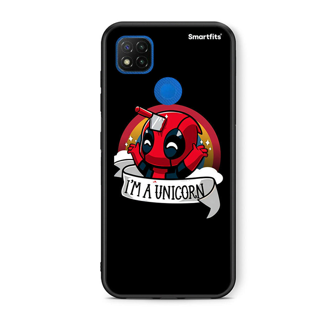 Θήκη Xiaomi Redmi 9C Unicorn Deadpool από τη Smartfits με σχέδιο στο πίσω μέρος και μαύρο περίβλημα | Xiaomi Redmi 9C Unicorn Deadpool case with colorful back and black bezels