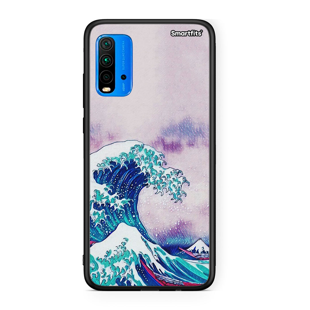 Xiaomi Redmi 9T Blue Waves θήκη από τη Smartfits με σχέδιο στο πίσω μέρος και μαύρο περίβλημα | Smartphone case with colorful back and black bezels by Smartfits