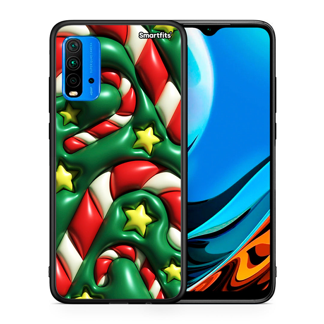 Θήκη Xiaomi Poco M3 Christmas Bubbles από τη Smartfits με σχέδιο στο πίσω μέρος και μαύρο περίβλημα | Xiaomi Poco M3 Christmas Bubbles case with colorful back and black bezels