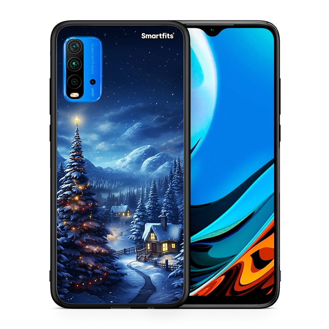 Θήκη Xiaomi Poco M3 Christmas Scenery από τη Smartfits με σχέδιο στο πίσω μέρος και μαύρο περίβλημα | Xiaomi Poco M3 Christmas Scenery case with colorful back and black bezels