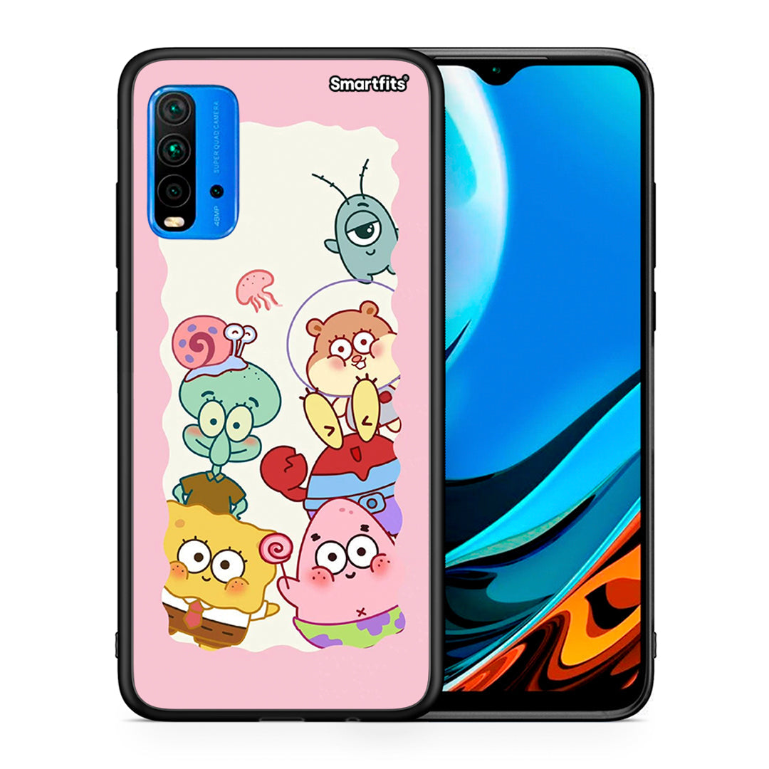 Θήκη Xiaomi Poco M3 Cute Companion από τη Smartfits με σχέδιο στο πίσω μέρος και μαύρο περίβλημα | Xiaomi Poco M3 Cute Companion case with colorful back and black bezels