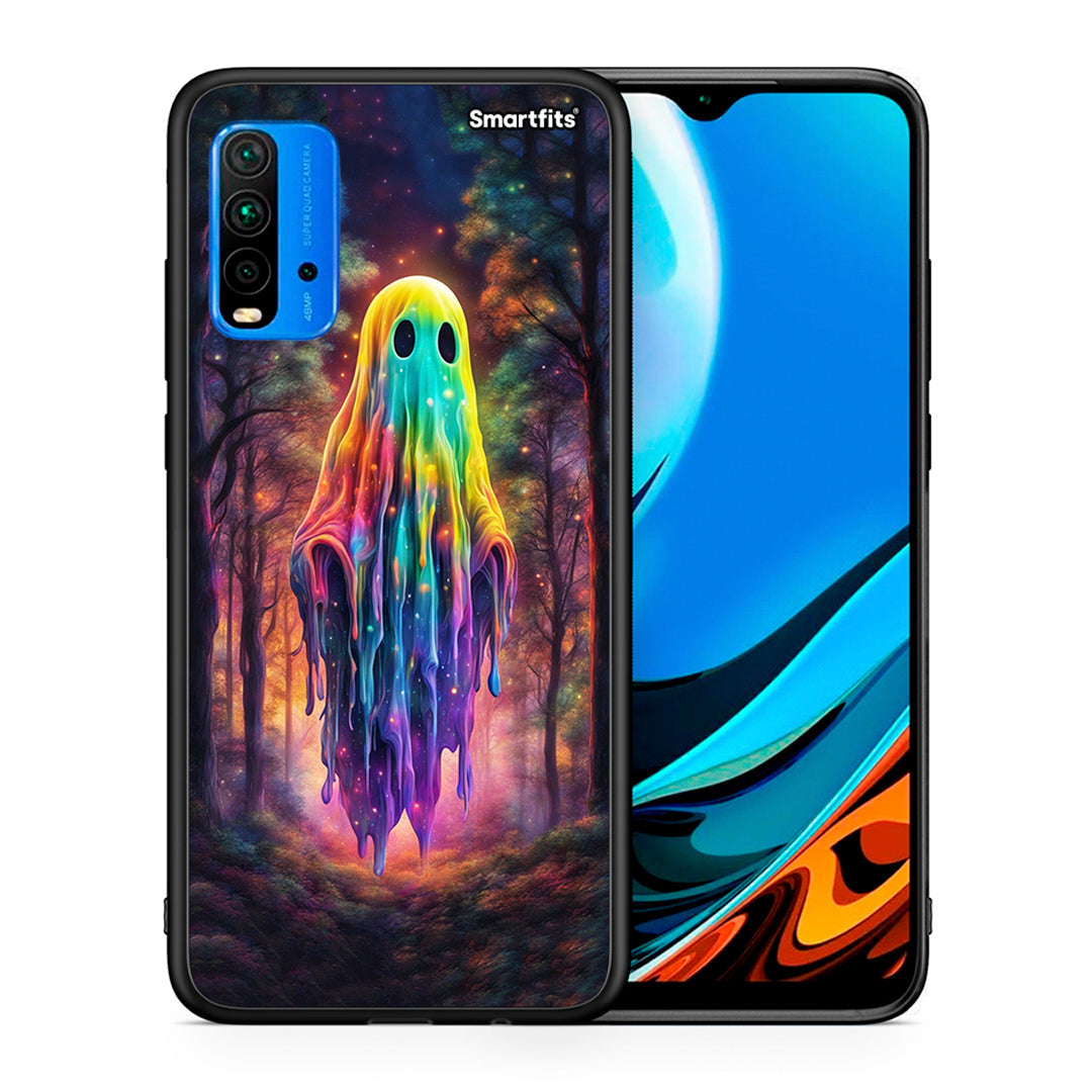 Θήκη Xiaomi Poco M3 Halloween Ghost από τη Smartfits με σχέδιο στο πίσω μέρος και μαύρο περίβλημα | Xiaomi Poco M3 Halloween Ghost case with colorful back and black bezels