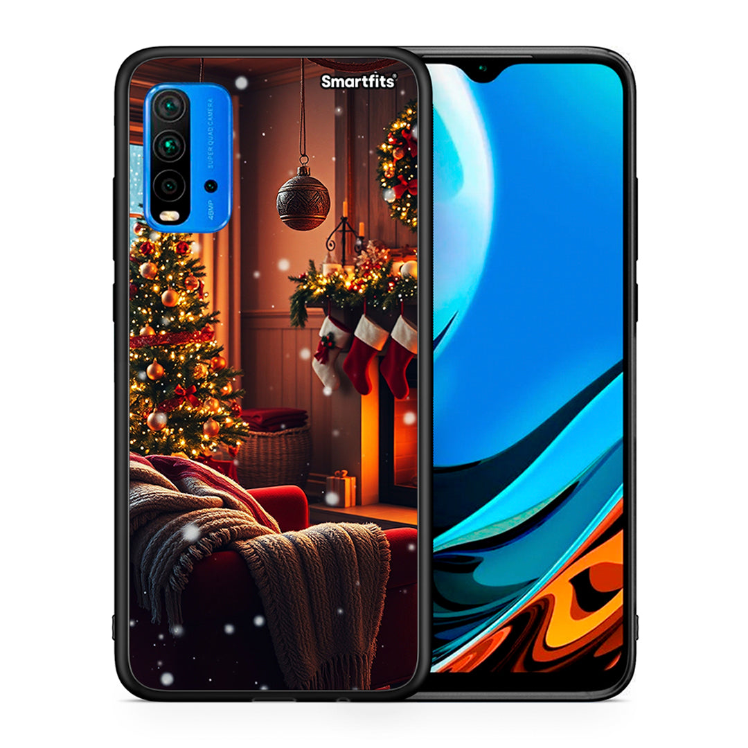 Θήκη Xiaomi Poco M3 Home For Christmas από τη Smartfits με σχέδιο στο πίσω μέρος και μαύρο περίβλημα | Xiaomi Poco M3 Home For Christmas case with colorful back and black bezels