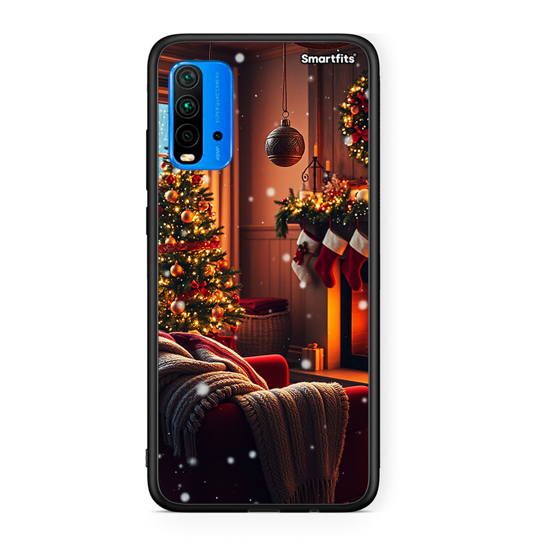 Xiaomi Poco M3 Home For Christmas θήκη από τη Smartfits με σχέδιο στο πίσω μέρος και μαύρο περίβλημα | Smartphone case with colorful back and black bezels by Smartfits