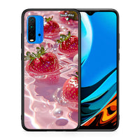 Thumbnail for Θήκη Xiaomi Redmi 9T Juicy Strawberries από τη Smartfits με σχέδιο στο πίσω μέρος και μαύρο περίβλημα | Xiaomi Redmi 9T Juicy Strawberries case with colorful back and black bezels