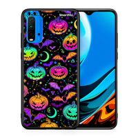 Thumbnail for Θήκη Xiaomi Poco M3 Neon Halloween από τη Smartfits με σχέδιο στο πίσω μέρος και μαύρο περίβλημα | Xiaomi Poco M3 Neon Halloween case with colorful back and black bezels