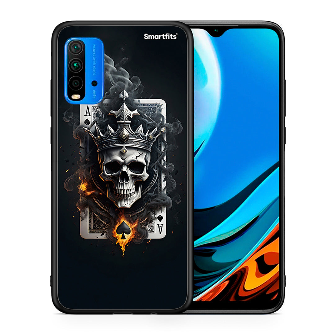 Θήκη Xiaomi Redmi 9T Skull King Ace από τη Smartfits με σχέδιο στο πίσω μέρος και μαύρο περίβλημα | Xiaomi Redmi 9T Skull King Ace case with colorful back and black bezels