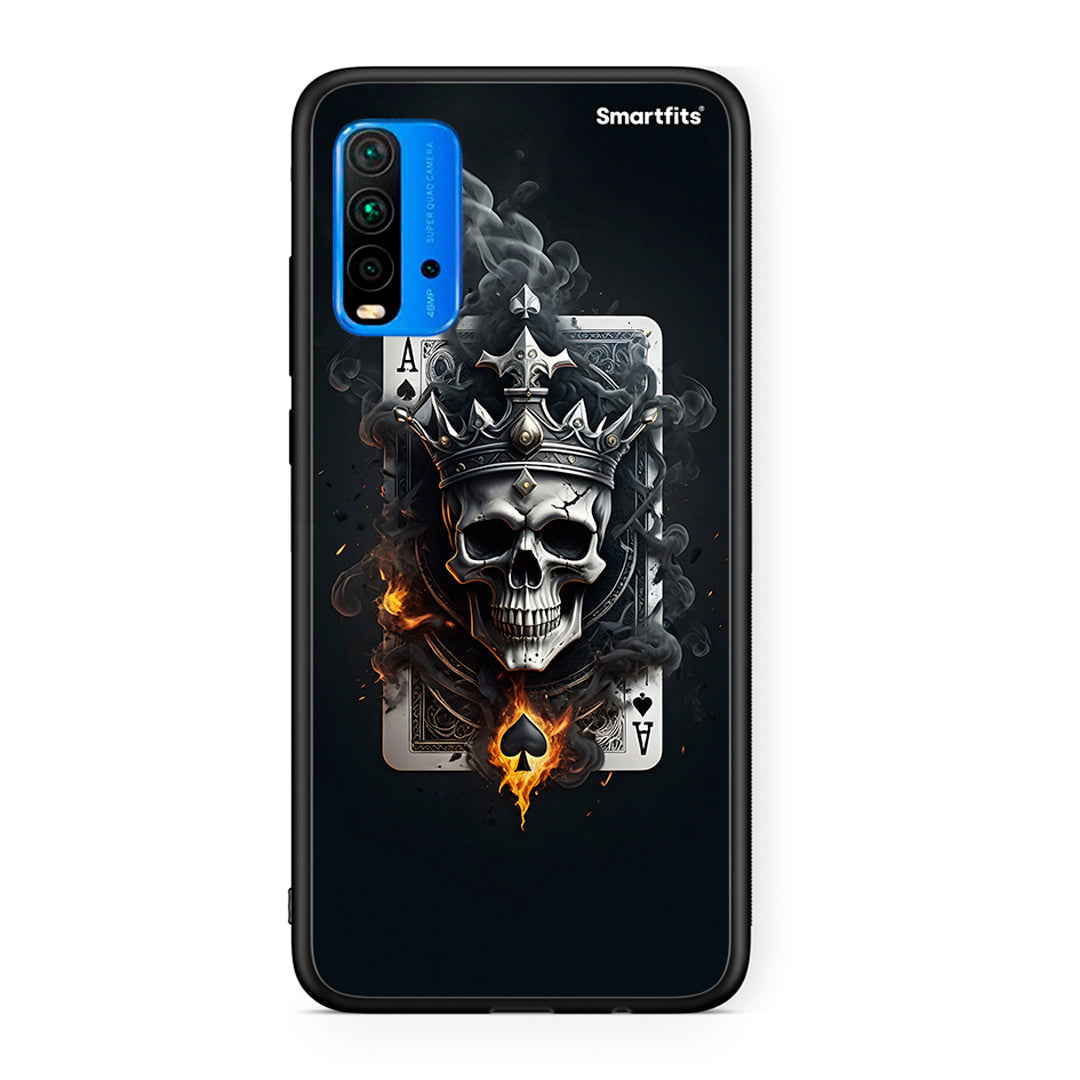 Xiaomi Redmi 9T Skull King Ace θήκη από τη Smartfits με σχέδιο στο πίσω μέρος και μαύρο περίβλημα | Smartphone case with colorful back and black bezels by Smartfits