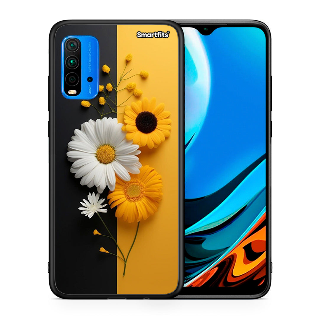 Θήκη Xiaomi Poco M3 Yellow Daisies από τη Smartfits με σχέδιο στο πίσω μέρος και μαύρο περίβλημα | Xiaomi Poco M3 Yellow Daisies case with colorful back and black bezels