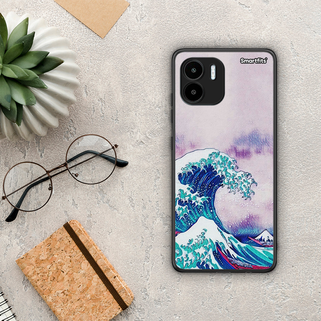 Θήκη Xiaomi Redmi A1 / A2 Blue Waves από τη Smartfits με σχέδιο στο πίσω μέρος και μαύρο περίβλημα | Xiaomi Redmi A1 / A2 Blue Waves Case with Colorful Back and Black Bezels