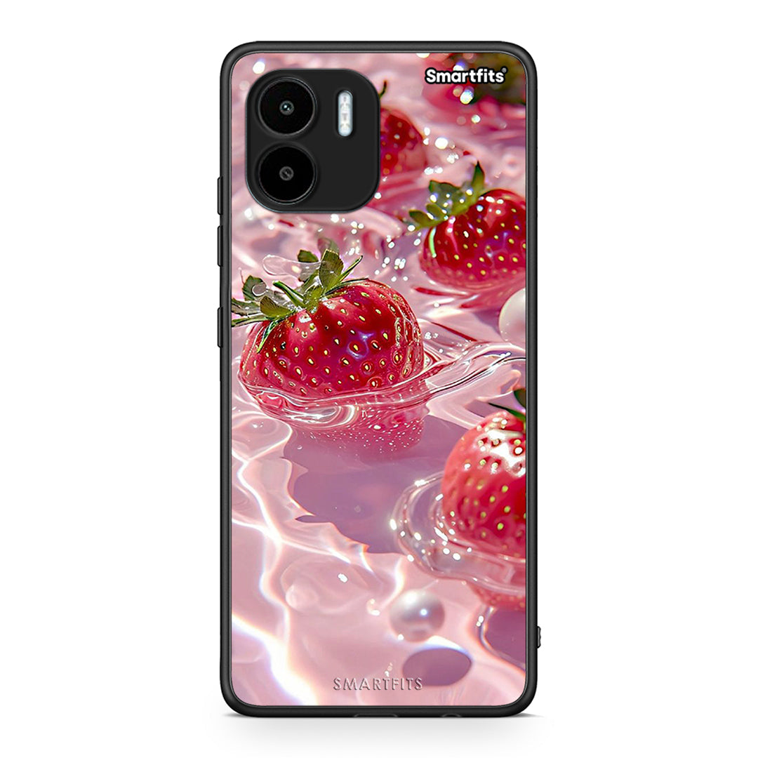 Θήκη Xiaomi Redmi A1 / A2 Juicy Strawberries από τη Smartfits με σχέδιο στο πίσω μέρος και μαύρο περίβλημα | Xiaomi Redmi A1 / A2 Juicy Strawberries Case with Colorful Back and Black Bezels