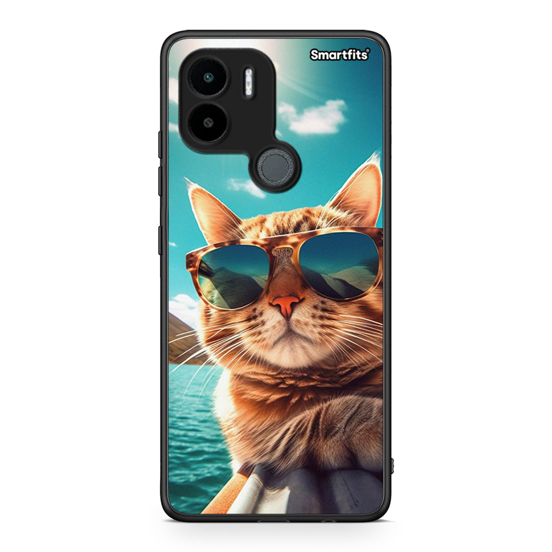 Θήκη Xiaomi Redmi A1+ / A2+ Summer Cat από τη Smartfits με σχέδιο στο πίσω μέρος και μαύρο περίβλημα | Xiaomi Redmi A1+ / A2+ Summer Cat Case with Colorful Back and Black Bezels