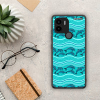 Thumbnail for Θήκη Xiaomi Redmi A1+ / A2+ Swimming Dolphins από τη Smartfits με σχέδιο στο πίσω μέρος και μαύρο περίβλημα | Xiaomi Redmi A1+ / A2+ Swimming Dolphins Case with Colorful Back and Black Bezels